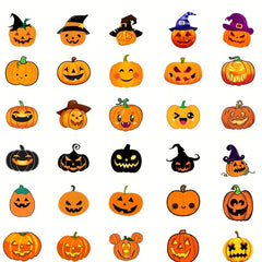 Halloween Pumpkin Lamp Doodle Stickers x50 for Car Phone Cup Waterproof
