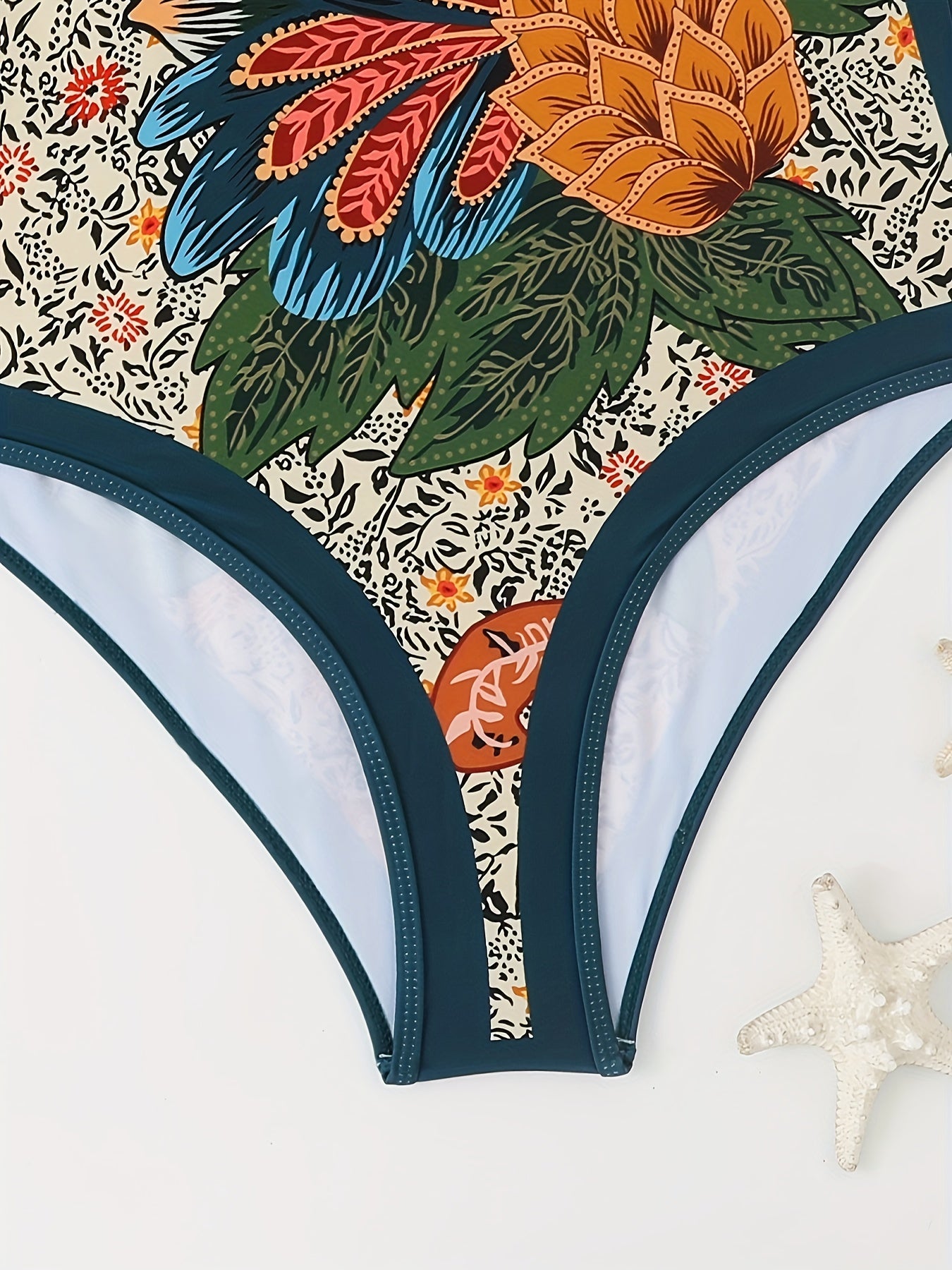 Tropical Print Tankini Set with Wrap Skirt