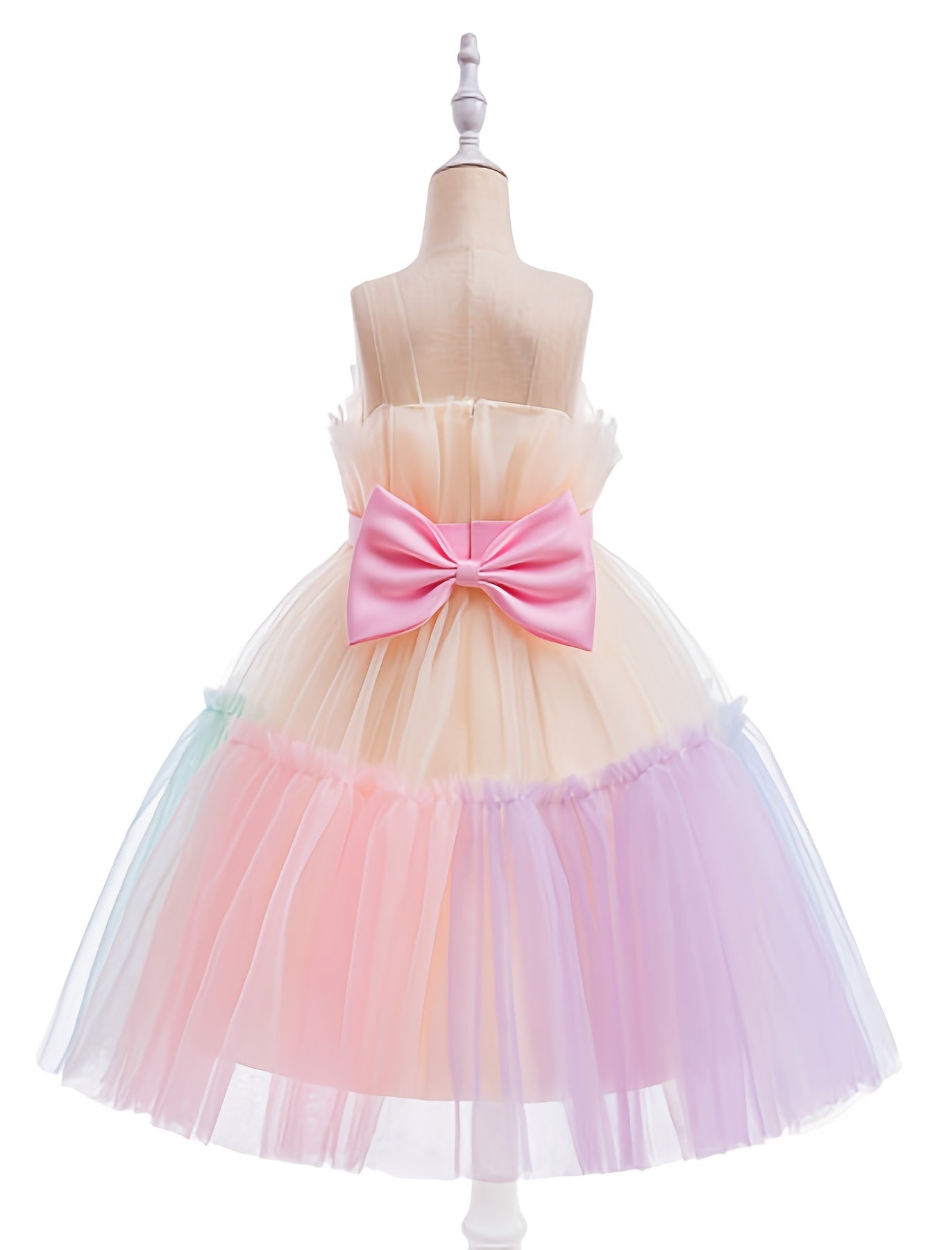Sleeveless Puffy Princess Dress Bow Tulle Tutu Dress Wedding Flower Girls