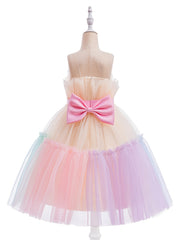 Sleeveless Puffy Princess Dress Bow Tulle Tutu Dress Wedding Flower Girls