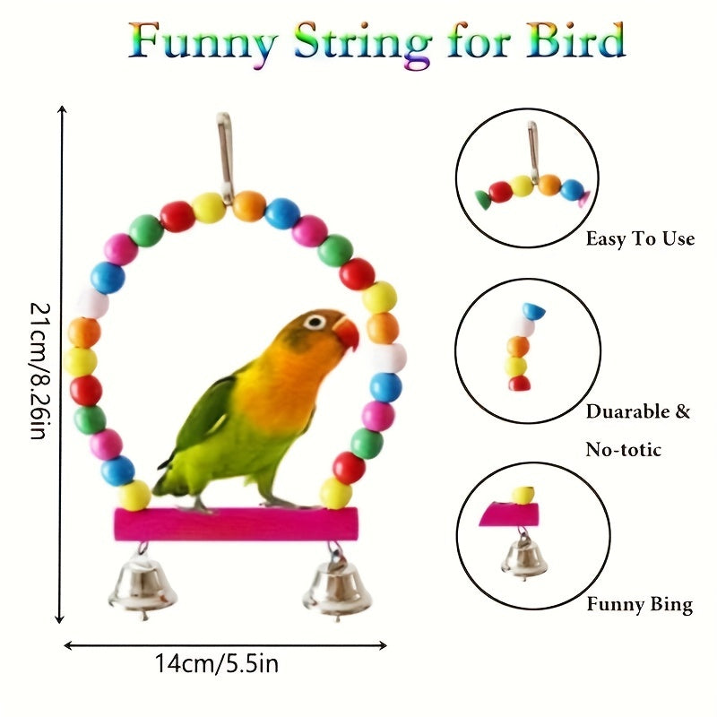 15pcs Bird Chewing Hanging Toys Multicolored Swing Perch Stand Parrot