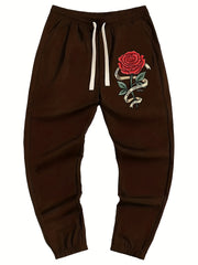 Rose Pattern Joggers Men s Casual Loose Fit Drawstring Pants
