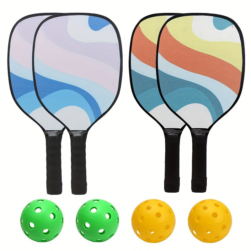 Wood Pickleball Paddles & Balls Set Outdoor Sports Training Racket