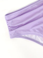 Purple V Neck Bikini Set Backless High Waisted Two Piece Swimsuit Women's Swimwe