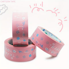 1pc 68m Thank You Cartoon Printed Packing Tape for Sealing Boxes