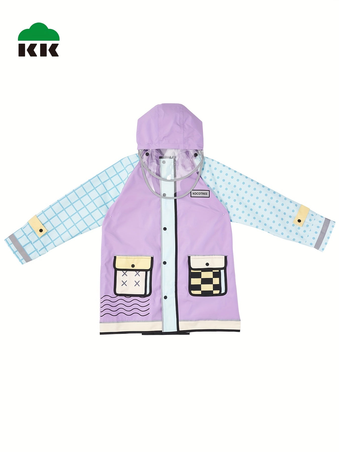 Kids Cartoon Hooded Raincoat Boy Girl Primary School Student Poncho Coat