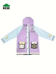 Kids Cartoon Hooded Raincoat Boy Girl Primary School Student Poncho Coat