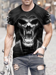 Skull 3D Print Men's Short Sleeve T-shirt Graphic Tee Summer Clothes