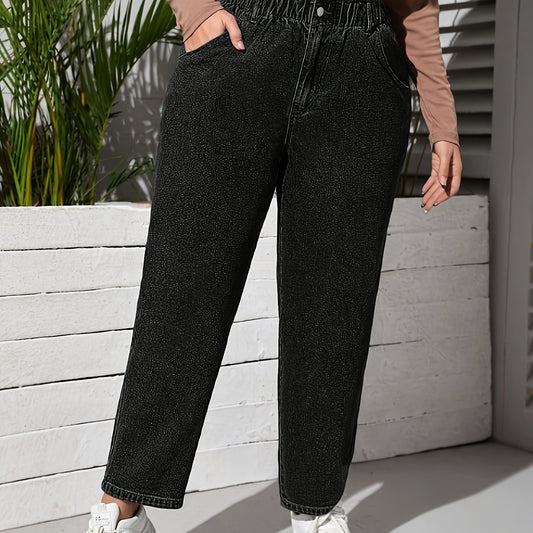 Solid Button Fly Jeans with Pockets