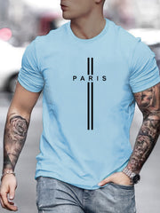 Paris Print Men's Graphic Crew Neck T shirt