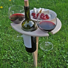 Wooden Wine Table Folding Portable Camping Table For Outdoor Picnic Beach