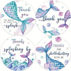 100pcs Mermaid Birthday Party Stickers Undersea Decoration Gift Thank you