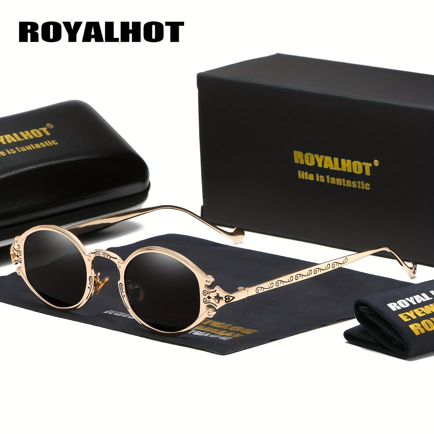 RoyalHot Oval Metal Polarized Sunglasses