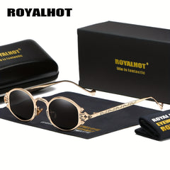 RoyalHot Oval Metal Polarized Sunglasses