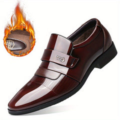 Men's Almond Toe Loafer Shoes Comfy Slip On Glossy Shoes