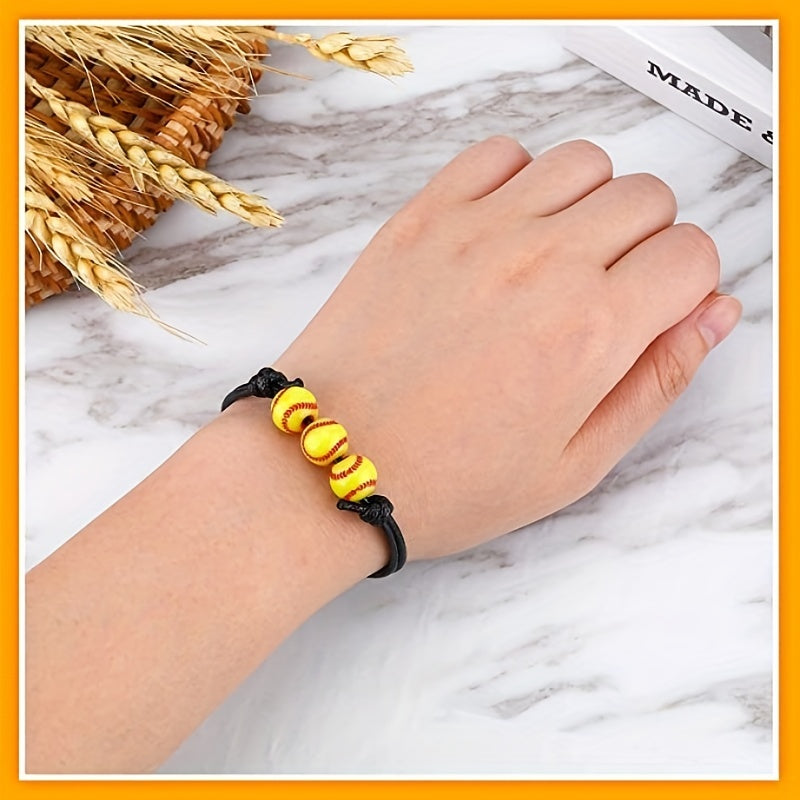 20 Pcs Softball Bead Charm Sports Bracelet for Fans