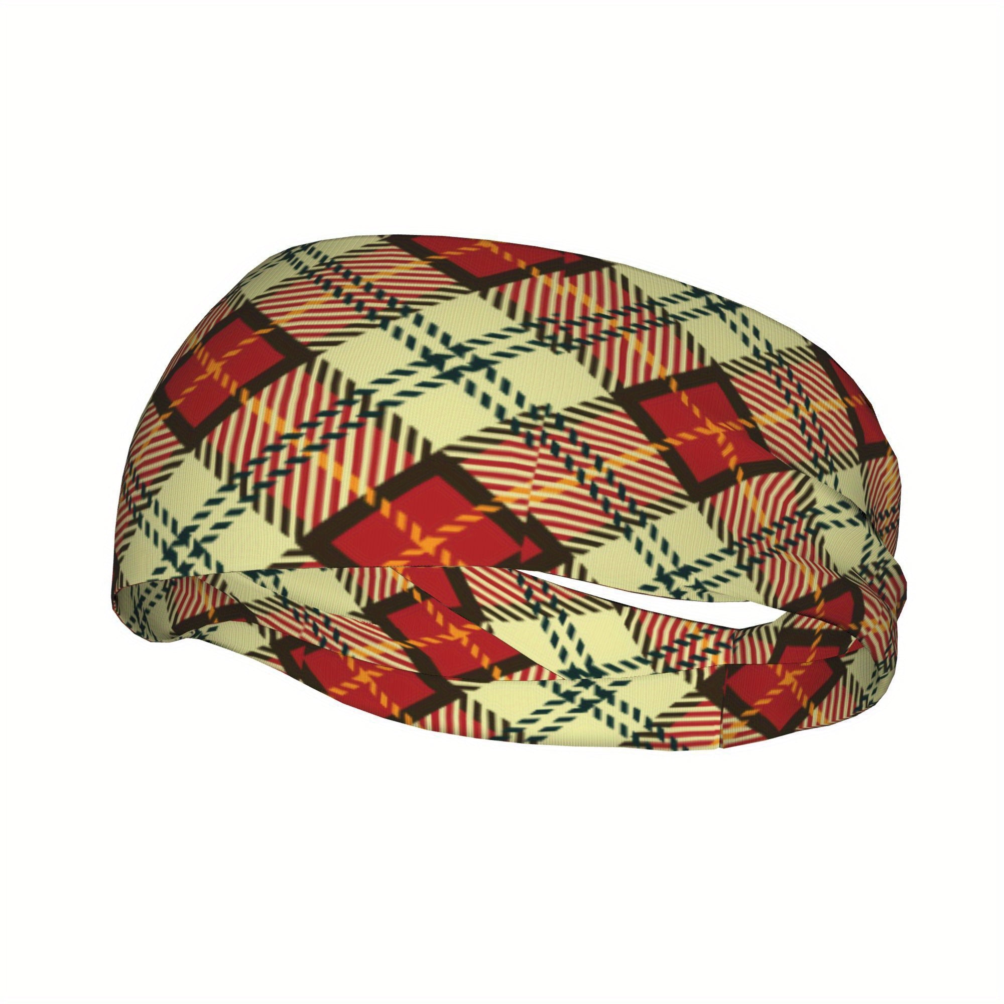 Signature Check Plaid Headband Geometric Pattern Fit for Sports Casual Outfits