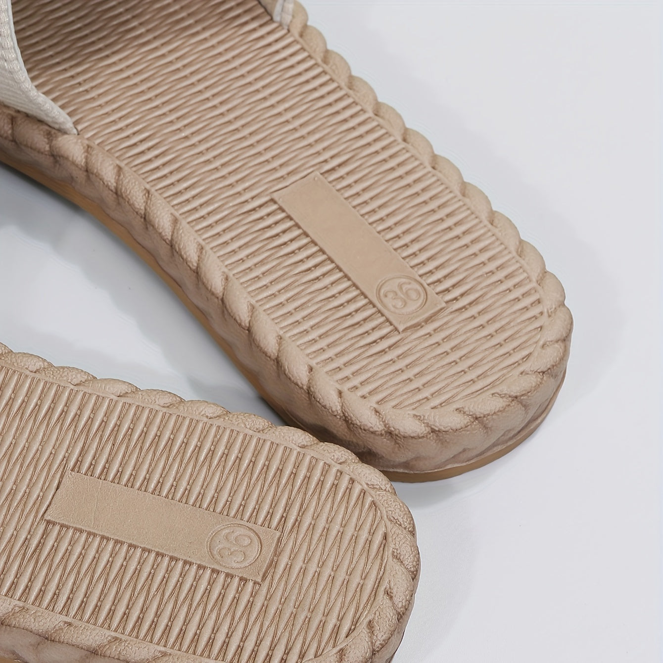 Women's Linen Sandals Bowknot Decor Open Toe Slip On Slide Shoes
