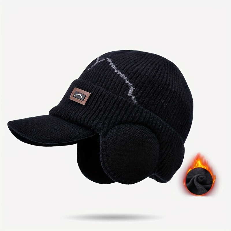 Men's Warm Knitted Hat Winter Ear Protection Baseball Cap