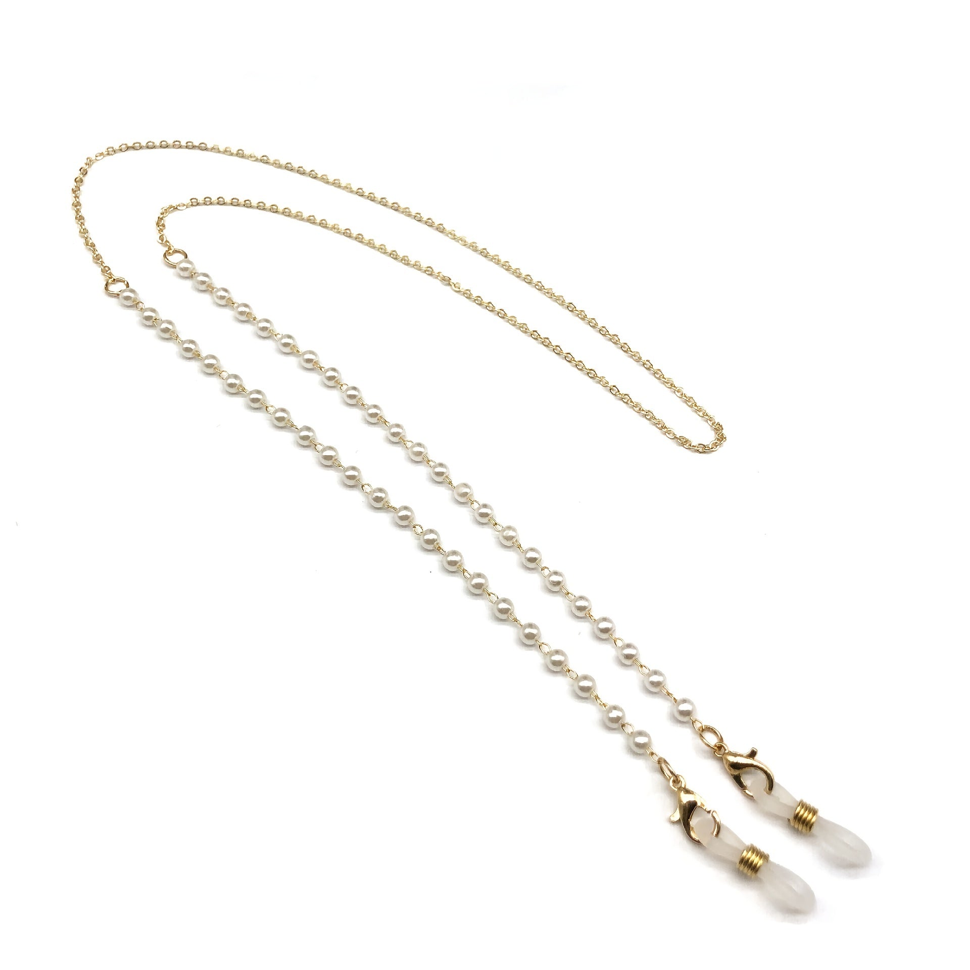Golden Pearl Mask Chain Sunglass Chain Holder Necklace Chain