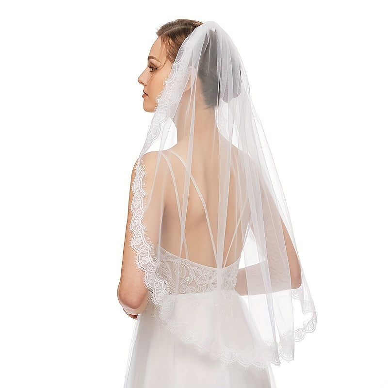 Lace Edge Wedding Veil With Comb