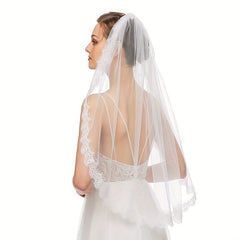 Lace Edge Wedding Veil With Comb