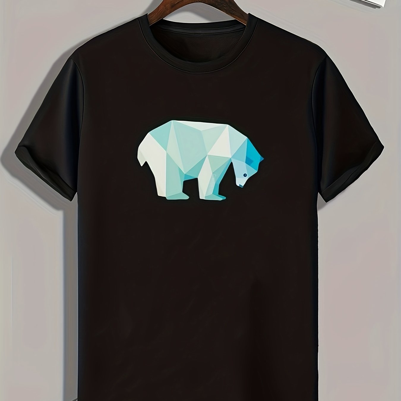 Polar Bear Pattern Print Men's Sports Graphic Tee - Summer Fitness Clothes