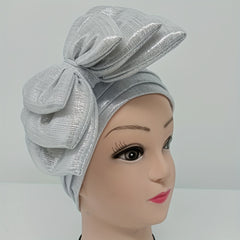 Three Layer Bow Turban Cap Sparkly Bandana Head Wrap Women Vintage Lightweight