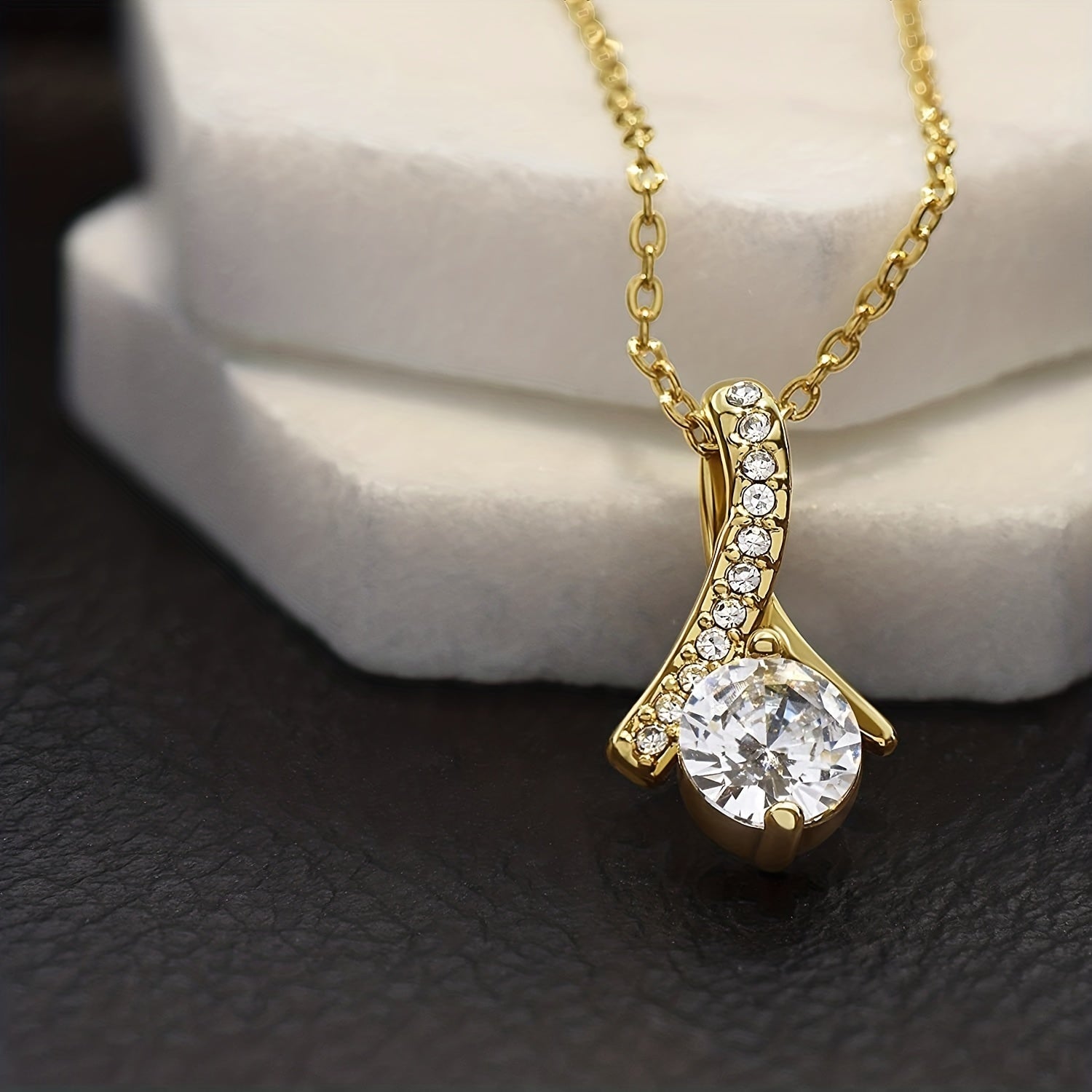 Zircon Pendant Necklace with Cards - Mother In Law Wedding Gift