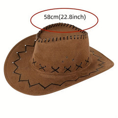 Vintage Knit Polyester Cowboy Hat for Outdoor Sunshade