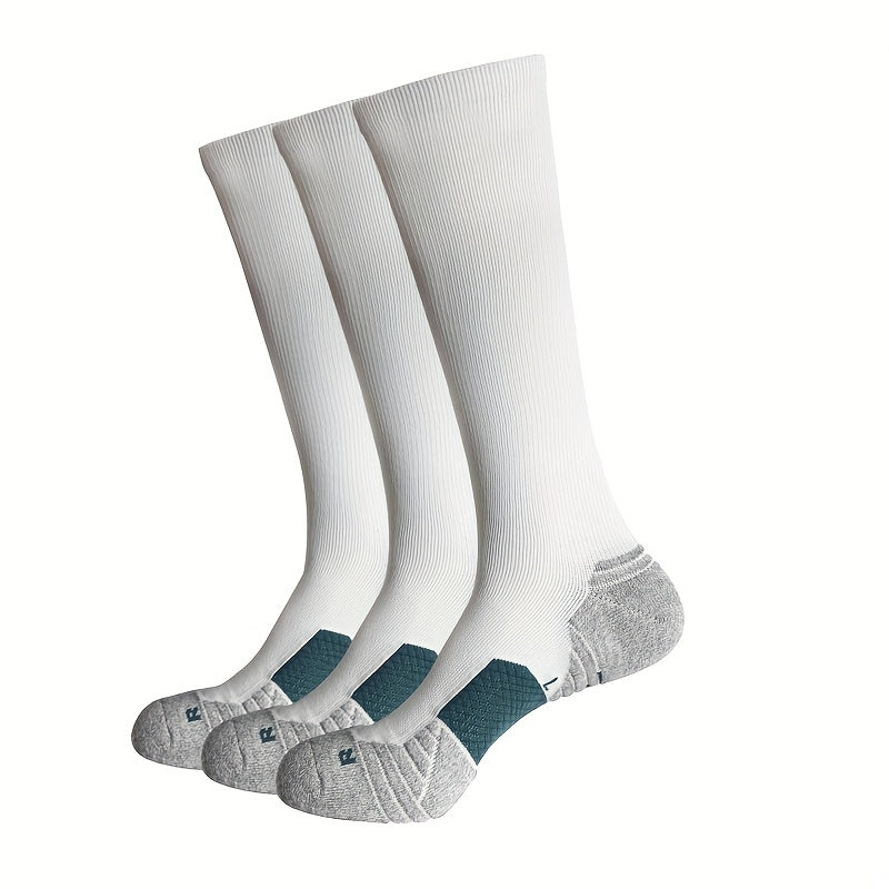 Men's Thick Padded Knee Socks 3 Pairs for Running Soccer Cycling