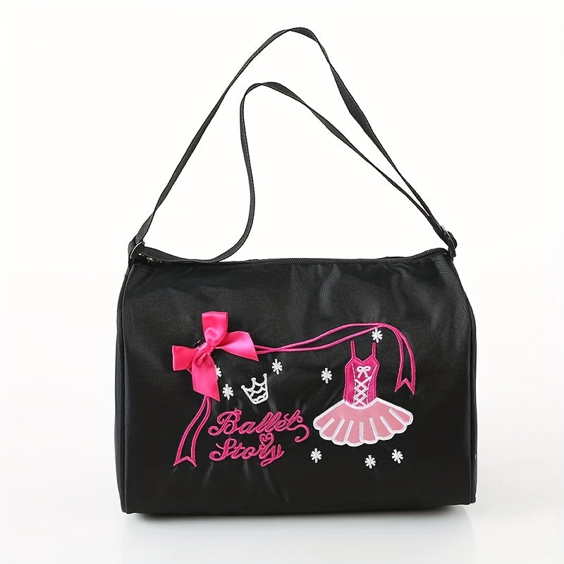 Pink Ballet Skirt Bow Decor Bag For Girl Costume Clothes Shoes Dress Handbag