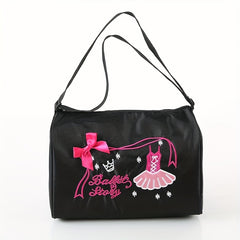 Pink Ballet Skirt Bow Decor Bag For Girl Costume Clothes Shoes Dress Handbag