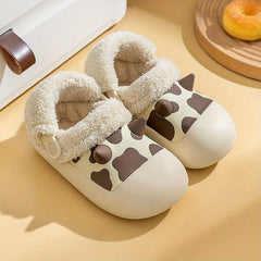 Cute Cartoon Fleece House Shoes for Kids, Non-Slip Soft Bottom Walking Shoes