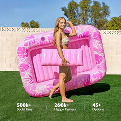 Inflatable Tanning Pool Chair with Pillows - Sunscreen Tub Raft