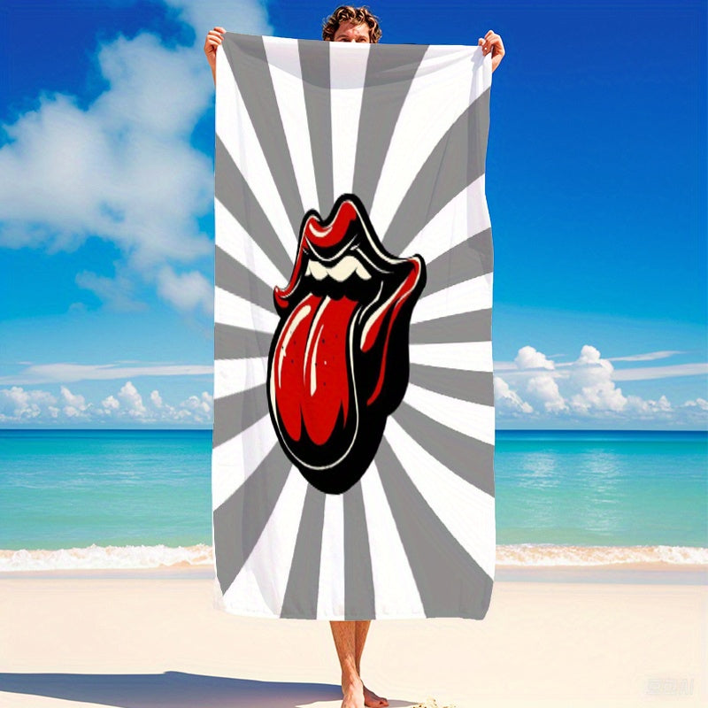 Red Lips Beach Towel Microfiber Quick Dry Lightweight Ideal for Beach Pool Yoga