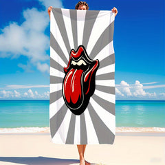 Red Lips Beach Towel Microfiber Quick Dry Lightweight Ideal for Beach Pool Yoga
