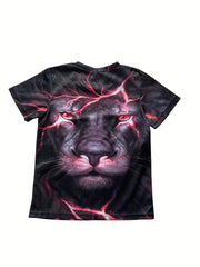 Kids' Lion & Lightning 3D Print T Shirt Short Sleeve Tee