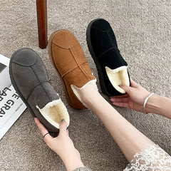 Women's Winter Snow Boots Low Round Toe Fluffy Shoes