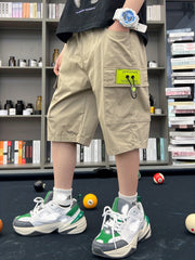 Boy's Cargo Shorts Letter Patched Bottoms Street Style Casual Kid's Clothes