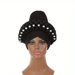Hand Woven Turban Cap Set Elastic Head Wrap Pre-Tied Headscarf Ramadan Bonnet