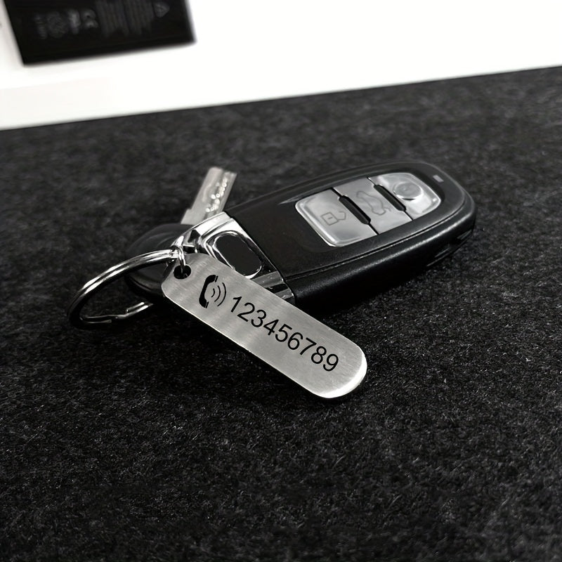 Stainless Steel Car Keychains Personalized Name Phone Number