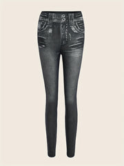 Denim Print Skinny Leggings Women's Casual Stretchy Leggings