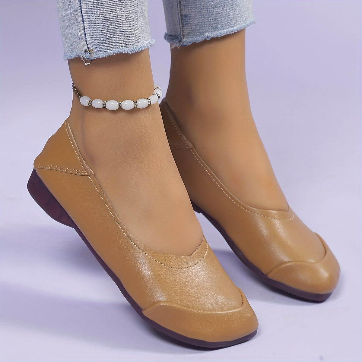 Women's Slip On Flat Shoes Solid Low Non Slip Ballet Shoes