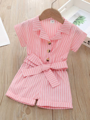 Baby Girl Striped Short Sleeve Romper