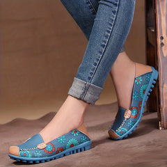 Women's Floral Print Loafers Lightweight Slip-On Shoes