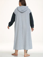 Christmas Plaid Gnomes Hooded Nightdress