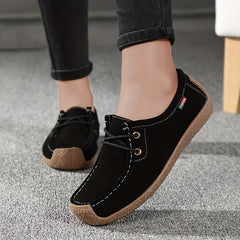 Women's Retro Flat Shoes Solid Low Top Slip On Casual Soft Sole Flats