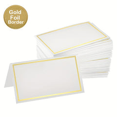30pcs Small Place Cards with Golden Foil Border for Table Arrangement