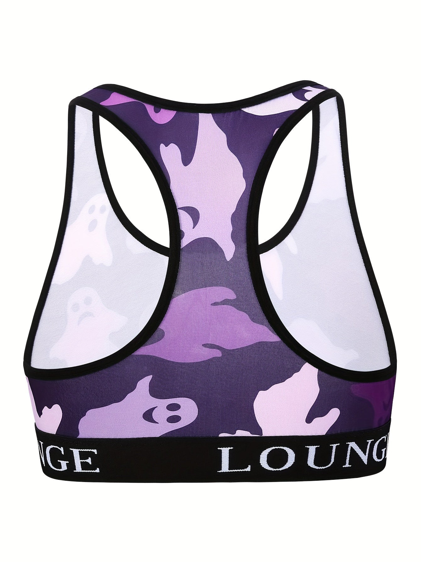 Halloween Sports Bra Ghost Print Stretch Bralette